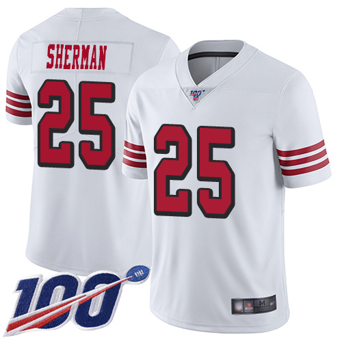 San Francisco 49ers Limited White Men Richard Sherman NFL Jersey #25 100th Season Vapor Untouchable Rush->san francisco 49ers->NFL Jersey